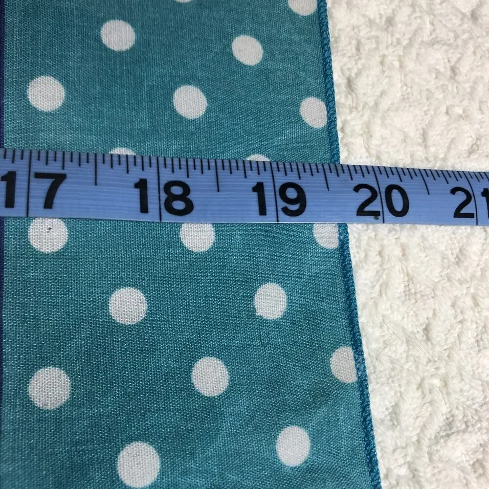 Vintage Blue Cotton Poly Blend Geometric Polkadot Square Handkerchief